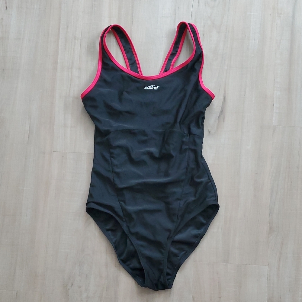 Girl's Black and Pink Swimsuit
